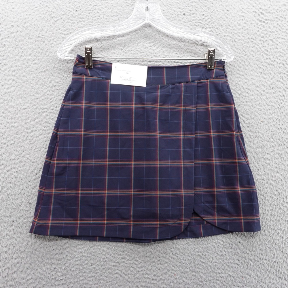 Walter Hagen Clubhouse Skort Womens 0 Plaid Skirt Dark Navy Athletic